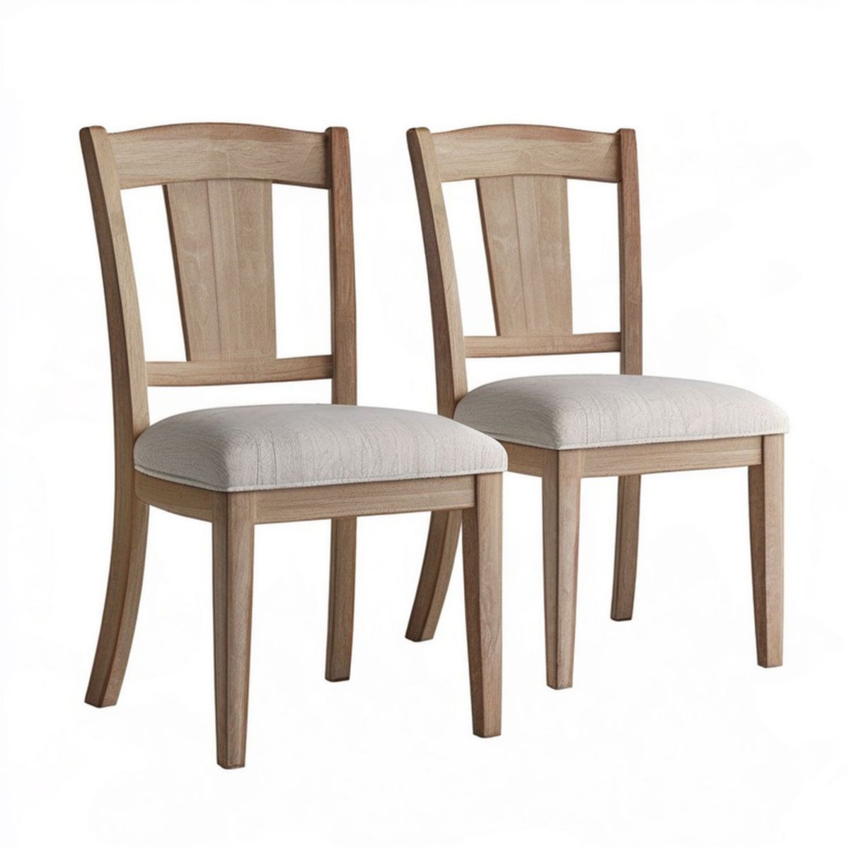 2er-Set Stühle aus massivem Gummibaumholz Naturbraun/Beige, 43 x 52 x 94 cm