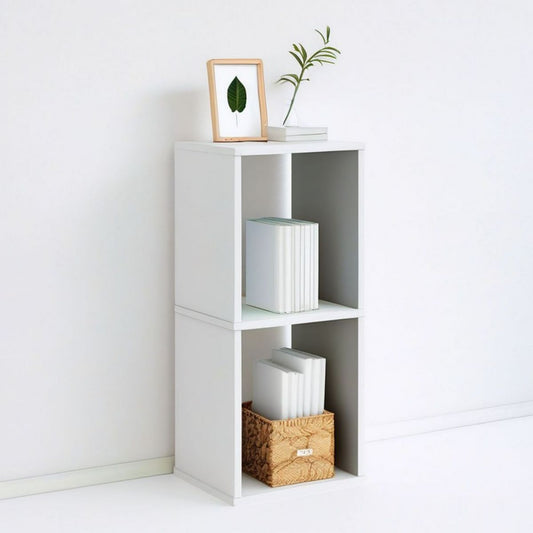 Weisses Bücherregal aus MDF mit 2 offenen Fächern, 30 x 30 x 60 cm