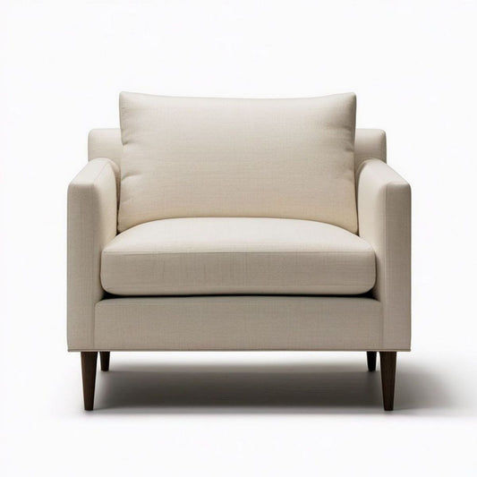 Polstersessel 88 x 88 x 88 cm Creme mit dunkelbraunen Massivholzfüssen