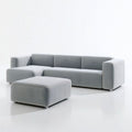Modulares 4-Sitzer-Ecksofa mit Hocker, Hellgrau, Samt, 280 x 160 x 72 cm