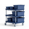 Rollwagen mit 6 Kunststoffboxen, 100 x 45 x 110 cm, Dunkelblau/Silber