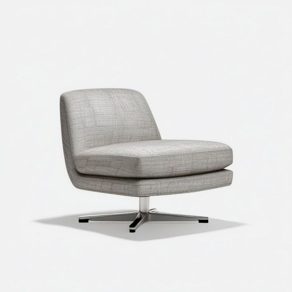 Drehbarer Loungesessel Hellgrau mit Polyesterbezug und Edelstahlfuss, 78 x 82 x 78 cm