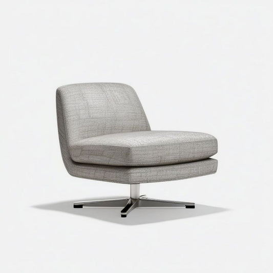 Drehbarer Loungesessel Hellgrau mit Polyesterbezug und Edelstahlfuss, 78 x 82 x 78 cm