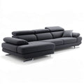 Ecksofa mit linker Ottomane, 300 x 170 x 85 cm, Anthrazit, Polyester und Edelstahlfüsse