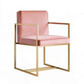 Armlehnstuhl aus PU-Kunstleder Rosa mit Stahlgestell Gold, 58 x 60 x 85 cm