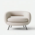 Abgerundeter Bouclé-Loungesessel in Creme/Schwarz, 100 × 83 × 73 cm