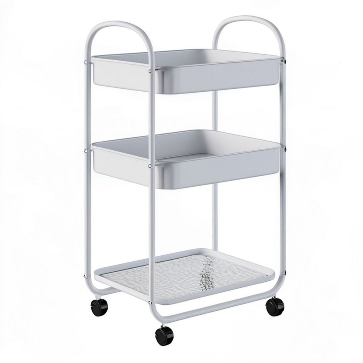 Servierwagen aus pulverbeschichtetem Stahl, Weiss, 44 x 36 x 78 cm