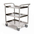Edelstahl-Servierwagen 85 x 45 x 95 cm, 3 Ebenen, Silber/Grau