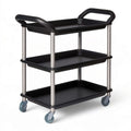 Servierwagen mit 3 Ablagen, Schwarz/Silber, 65 x 40 x 86 cm